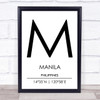 Manila Philippines Coordinates Travel Print