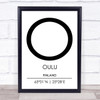 Oulu Finland Coordinates World City Travel Print