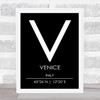 Venice Italy Coordinates Black & White World City Travel Print