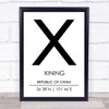 Xining Republic Of China Coordinates Travel Print