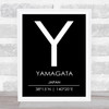 Yamagata Japan Coordinates Black & White World City Travel Print