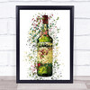 Watercolour Splatter Green Irish Whiskey Bottle Wall Art Print