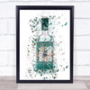 Watercolour Splatter Dry Swan Gin Bottle Wall Art Print