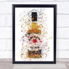 Watercolour Splatter Bourbon Whiskey Bottle Wall Art Print