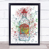 Watercolour Splatter Clear Mexican Tequila Bottle Wall Art Print