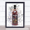 Watercolour Splatter Dark Original Rum Bottle Wall Art Print