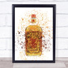 Watercolour Splatter Fiery Cinnamon Whiskey Bottle Wall Art Print