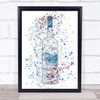 Watercolour Splatter French Bird  Vodka Bottle Wall Art Print