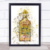 Watercolour Splatter Golden Mexican Tequila Bottle Wall Art Print