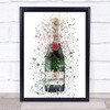 Watercolour Splatter Green Imperial Champagne Bottle Wall Art Print