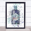 Watercolour Splatter Blue Orbium Gin Bottle Wall Art Print