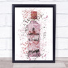 Watercolour Splatter London Pink Gin Bottle Wall Art Print