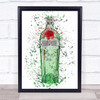 Watercolour Splatter Number Ten 10 Gin Bottle Wall Art Print