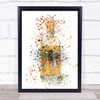 Watercolour Splatter Orange Cacao Swan Gin Bottle Wall Art Print