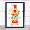 Watercolour Splatter Orange Sevilla Gin Bottle Wall Art Print