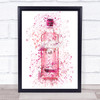 Watercolour Splatter Pink Gin Bottle Wall Art Print