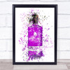 Watercolour Splatter Purple Rhubarb Ginger Gin Bottle Wall Art Print