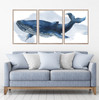 Blue Whale Watercolour Set Of 3 Wall Art Home Decor Picture Framed Prints