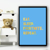 Eat Sleep Fortnite Repeat Yellow Blue Children's Nursery Bedroom Wall Art Print