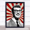 Buddy Holly Red Stripe Funky Framed Wall Art Print