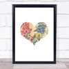 Vintage Floral Heart Framed Wall Art Print