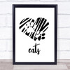 Scribble Heart Cat Paw Prints Quote Typography Wall Art Print