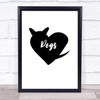 Heart Love Dogs Quote Typography Wall Art Print