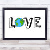 Love Planet Quote Typography Wall Art Print