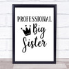 Professional Big Sister Quote Typography Wall Art Print