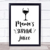 Mamas Survival Juice Quote Typography Wall Art Print