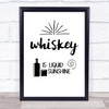 Whiskey Is Liquid Sunshine Quote Typography Wall Art Print