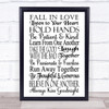 Fall In Love Hold Hands Quote Typography Wall Art Print