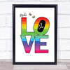 Love Is Love Letters In Heart Gay LGBT Quote Typography Wall Art Print