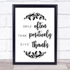 Smile Often Give Thanks Quote Typography Wall Art Print