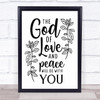 The God Of Love And Peace Be With You Quote Typography Wall Art Print