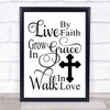Live By Faith Christian Quote Typography Wall Art Print