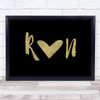 Run Love Heart Gold Black Quote Typography Wall Art Print