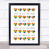 Gay LGBT Love Is All You Need Pride Hearts Quote Typography Wall Art Print