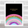 Gay Pride Rainbow Love In Many Varieties Gold Black Quote Typography Print