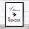 Love Knows No Gender Pink & Blue LGBT Quote Typography Wall Art Print
