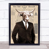 Cow In Suit Newspaper Decorative Wall Art Print