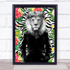 Lion In Suit Floral Decorative Wall Art Print