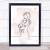 Watercolour Line Art Mother And Young Baby Decorative Wall Art Print