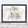Watercolour Line Art Champagne Glasses Decorative Wall Art Print
