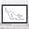 Black & White Line Art Stretching Dog Decorative Wall Art Print