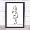 Black & White Line Art Pregnant Lady Decorative Wall Art Print
