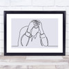 Block Colour Line Art Fed Up Sad Man Decorative Wall Art Print