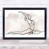 Watercolour Line Art Lady Exercising Decorative Wall Art Print