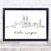 Black & White Line Art Kuala Lumpur Decorative Wall Art Print