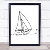 Black & White Line Art Sailing Boat Decorative Wall Art Print